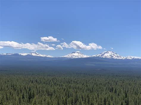 View of the Three Sisters from our campsite. Fathers day 2020 : r/oregon