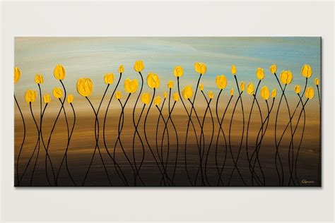 Yellow Tulips Large Abstract Art Painting On Canvas Id80