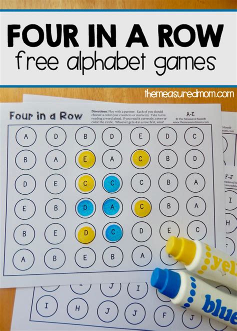 Four-in-a-row alphabet games - The Measured Mom