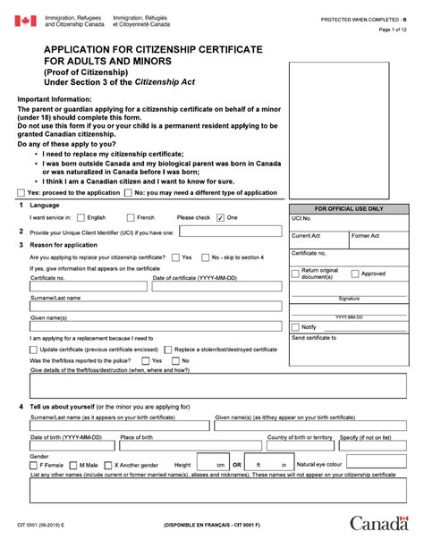 Form CIT0001 - Fill Out, Sign Online and Download Fillable PDF, Canada ...