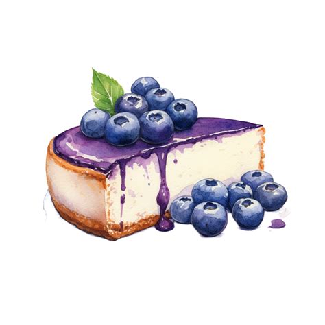 blueberry cheesecake watercolor illustration 27291728 PNG