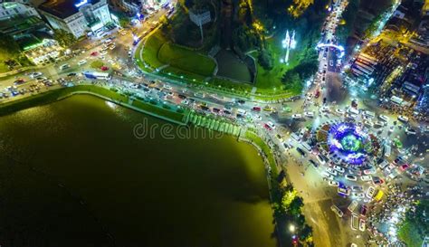 Aerial View of Da Lat City Night Beautiful Tourism Destination in ...