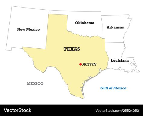 States Around Texas Map - Coleen Catharine