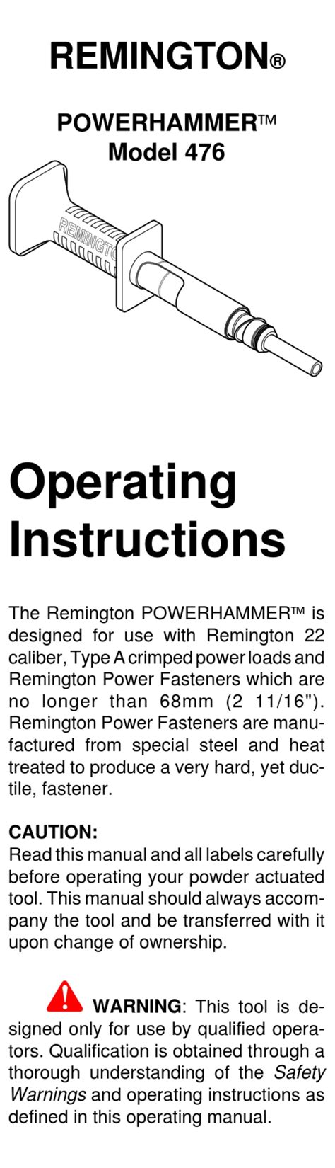 REMINGTON POWERHAMMER 476 OPERATING INSTRUCTIONS MANUAL Pdf Download ...