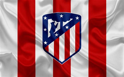 Download wallpapers Atletico Madrid, 4k, new logo, silk texture, new ...