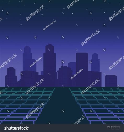 Pixel Art Background Pixel City 8bit Stock Vector (Royalty Free ...