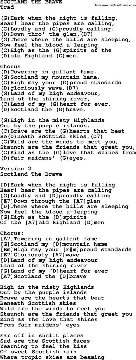 Top 1000 Most Popular Folk and Old-time Songs: Scotland The Brave ...