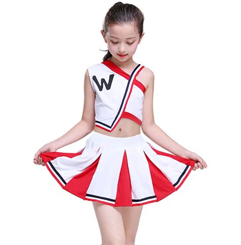 Girl Cheerleader Uniforms Children Cheer Team Suits Girls Cheerleading ...