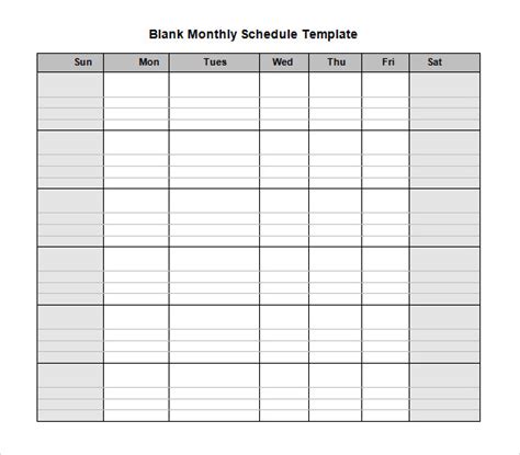 Printable Monthly Work Schedule Template - prntbl ...