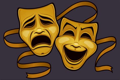 Gold Comedy And Tragedy Theater Masks By fizzgig | TheHungryJPEG