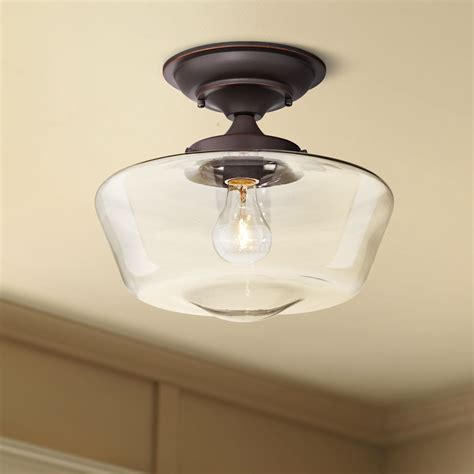 Regency Hill Schoolhouse Ceiling Light Semi Flush Mount Fixture Oil ...