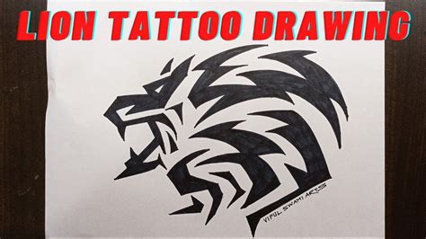 HOW TO DRAW LION TATTOO ON PAPER | QUICK & EASY LION TATTOO DRAWING ...