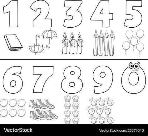 Cartoon numbers collection coloring book Vector Image