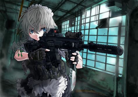 Anime Girl With Gun Wallpaper 2000x1401 Anime Military, Military Girl ...