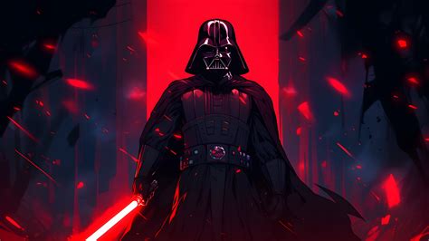 Star Wars Darth Vader with Lightsaber Dark Desktop Wallpaper 4K