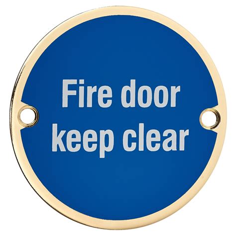 Fire Door Keep Clear 75mm Door Sign Disc Polished Brass ...