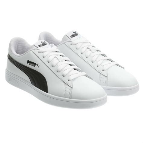 Puma Men's Smash Leather Tennis Shoes, White/Black, 11 - NEW - Walmart ...