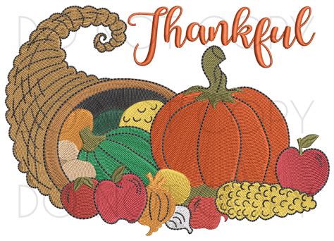 Thankful Harvest Cornucopia Machine Embroidery Design - Sewing Divine