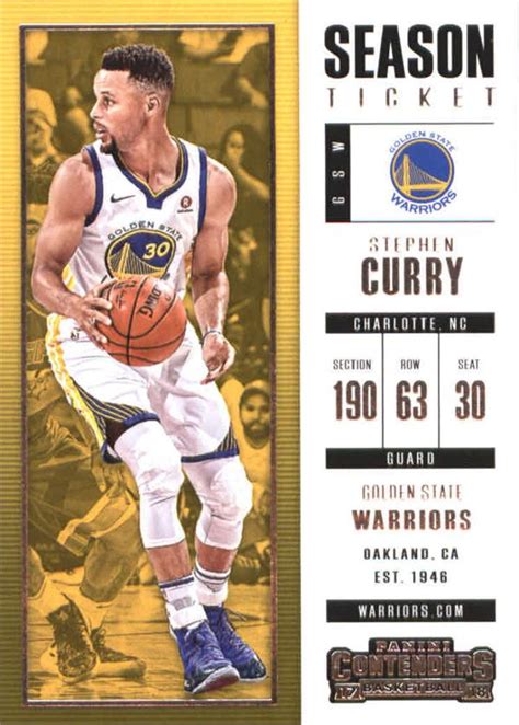 Stephen Curry basketball card (Golden State Warriors, All Star) 2018 ...