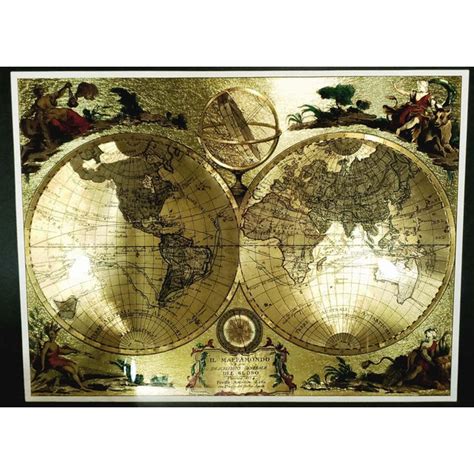 1774 Gold Foil Double Hemisphere World Map Antonio Zatta - Bonus Added ...