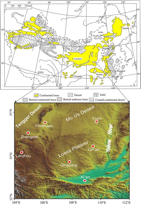 Loess distribution in China and the major part of the Chinese Loess ...