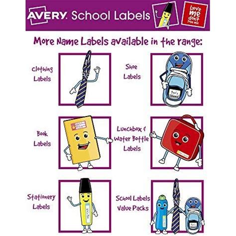 Avery Clothing Labels, name labels, stick on school labels, no ironing ...