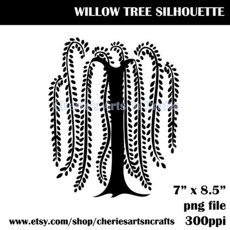 Willow Tree Silhouette Clip Art, Willow Tree Graphic Image, PNG File ...