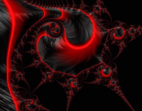 Glowing red and black abstract fractal art Digital Art by Matthias ...