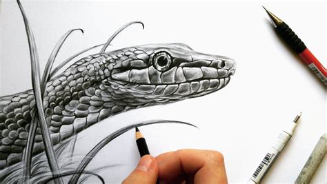 Drawing a realistic snake in graphite! | Leontine van vliet | Snake ...