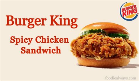 Burger King Spicy Chicken Sandwich | Nutrition Facts | Combo Offer