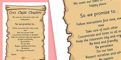 Editable Class Charter Template | Our Class Rules Charter