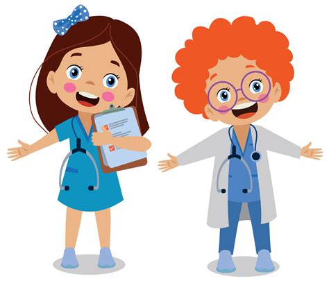 Happy kids wear doctor uniform set 14830164 Vector Art at Vecteezy