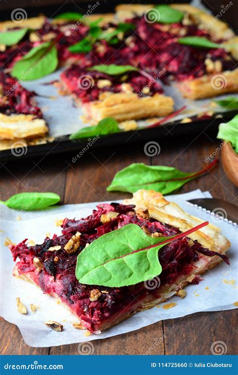 Beetroot Puff Pastry Tart stock photo. Image of food - 114725660