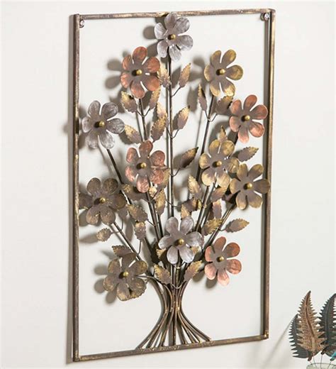 Metal Framed 3D Flower Bouquet Wall Art | Metal wall flowers, Flower ...