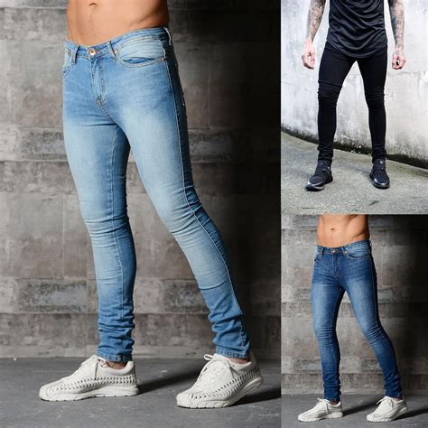 Slim Fit Ripped Jeans Men Hi Street Mens Distressed Denim Joggers Knee ...