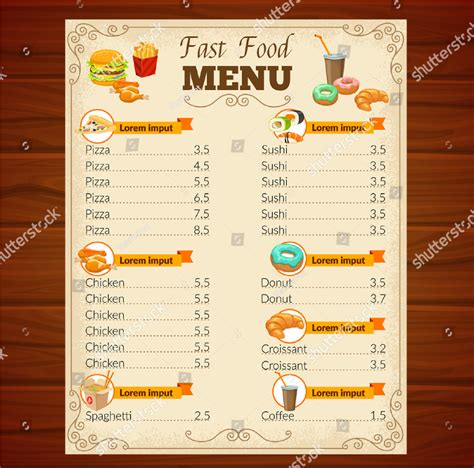 Menu Card - 14+ Examples