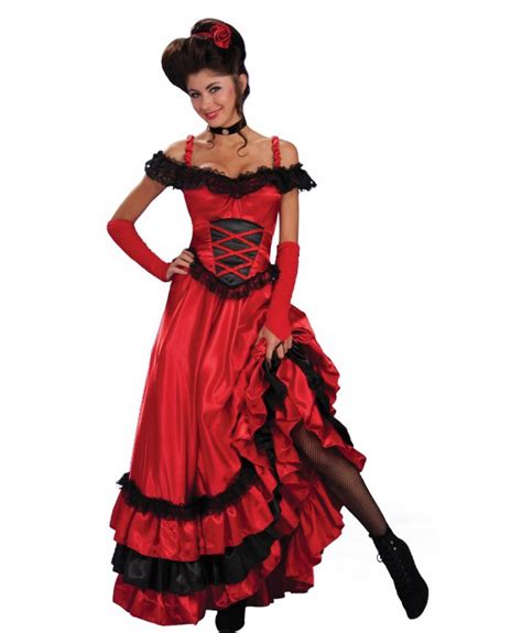 F38 Red MOULIN ROUGE BURLESQUE Western Saloon Girl Fancy Dress Costume ...