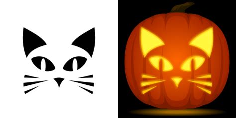 Cat Face Pumpkin Carving Stencils