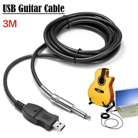 Guitar Bass 1/4 6.3MM To USB Interface Link Connection PC Instrument ...