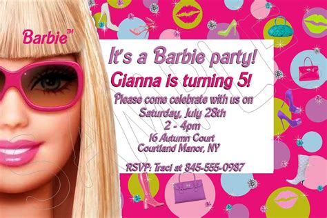 Free Printable Barbie Birthday Invitations