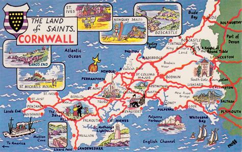 Cornwall Antique Maps, Old Maps of Cornwall, Vintage Maps of Cornwall, UK