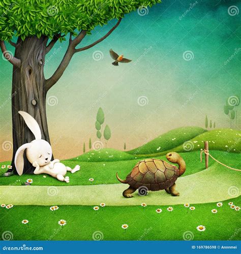 Turtle And Rabbit Cartoon Vector | CartoonDealer.com #92029693