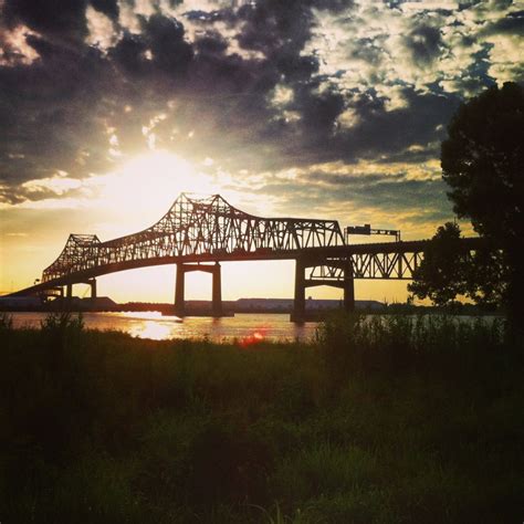 #sunset at the Mississippi River Bridge between Baton Rouge and West ...