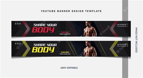 Premium Vector | Fitness youtube banner template