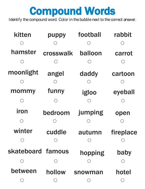 Compound Word Match - 6 Free PDF Printables | Printablee
