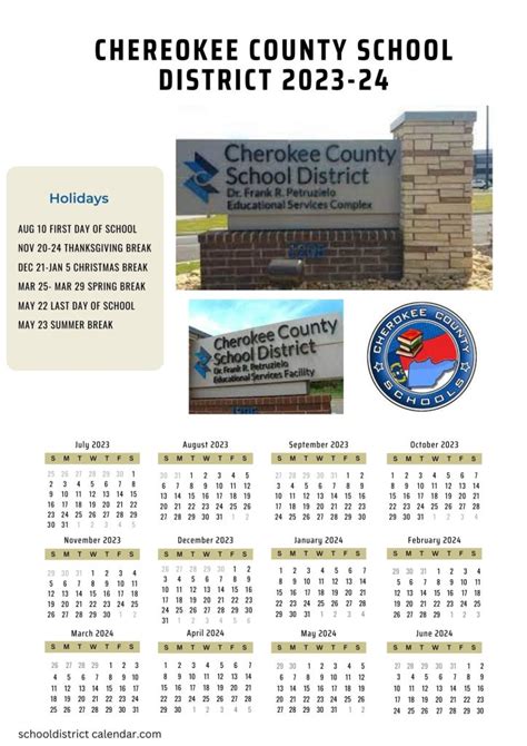 Cherokee County School District Calendar Holidays 2023-2024