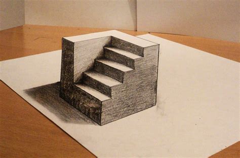 How to draw - 3d cube with stairs - Anamorphic Drawing - Optical ...