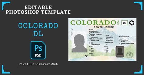 Colorado Drivers License Template Psd – Colorado ID Card in 2021 ...