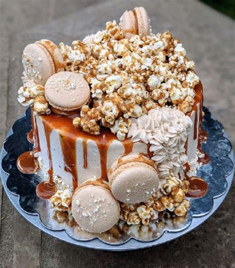 Salted Caramel Popcorn Cake | Popcorn cake, Birthday cake popcorn ...