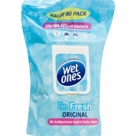 Wet Ones Antibacterial Hand & Body Wipes 80 Pack - Original | BIG W